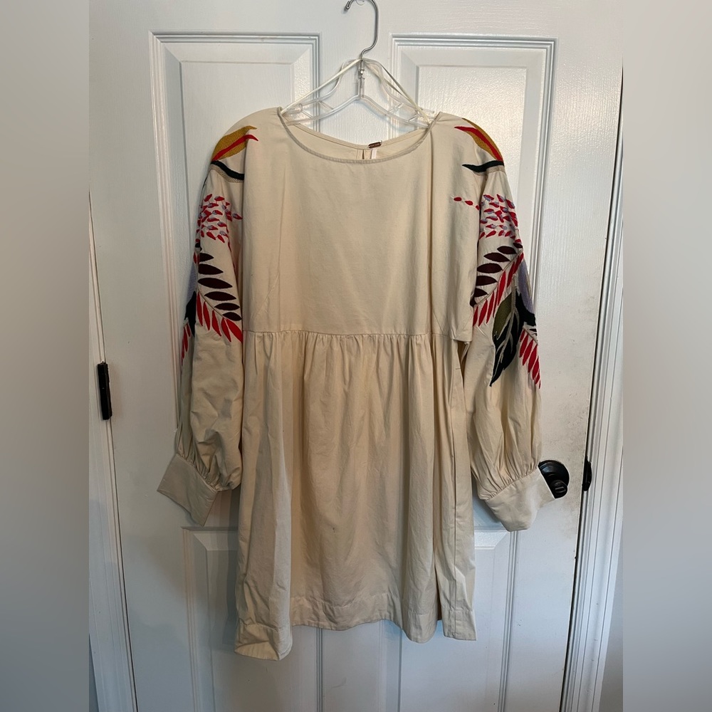 Free People Mini Dress with Embroidery Details on Sleeve, size: women’s S
